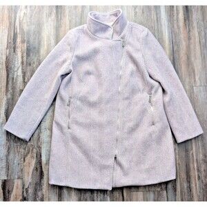 LOFT Heathered Purple Herringbone Moto Coat Women's Wool Blend Winter Size Large